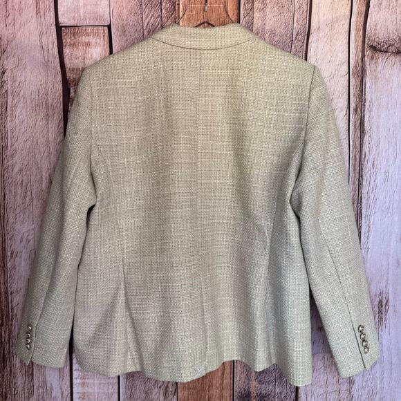 Ann Taylor Blazer The Hutton Lightweight Tweed Beige 14P Petite Workwear Classic - Picture 2 of 9